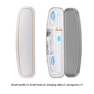 Portable Battery Powered Rechargeable Sonic Electric Toothbrush With 2 Brush Heads