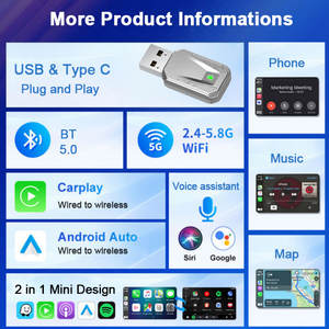 Nouvelle boîte intelligente 2 en 1 Mini USB sans fil Carplaybox Android Auto Car Play Adapter Smart Box Carplay Dongle pour la plupart des véhicules iPhone - Product Image 2