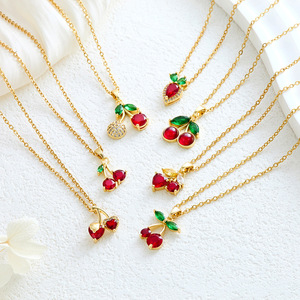 Dulce lindo aceite goteo fresa fruta colgante 18K chapado en oro Acero inoxidable delicado joyería Collar para niñas mujeres Idea de regalo - Product Image 3