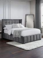 Cadre de lit Queen King Size Cadre de lit rembourré en velours de luxe tufté pour meubles de chambre à coucher