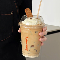 Gobelets à café froids jetables personnalisés, écologiques, en plastique, avec couvercles, qualité alimentaire, pour fêtes, en PET