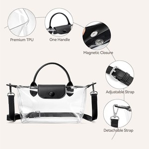 Wholesale Custom PVC Clear Transparent Lady Fashion Waterproof Tote Handbag <b>Jelly</b> for Women Concert Stadium Approved - Product Image 2