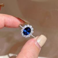 Bague ouverte pour femme en cuivre bleu œuf de pigeon brillant, réglable, délicate et tendance, très vendue