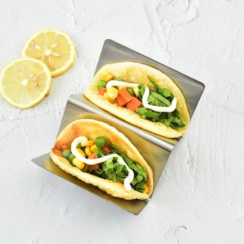 Porte-crêpes en forme de V à deux grilles argenté sans poignée