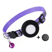 Collier GPS réfléchissant violet compatible avec les appareils Apple, suivi en temps réel, matériau en nylon, autonomie de 1 an, livré avec