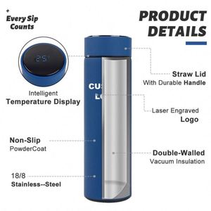 Double Wall Vacuum Flask Stainless Steel Outdoor Sport Led 2024 <b>Smart</b> Water Bottle With Reminder to Drink Water - Product Image 5