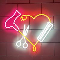 Enseigne au néon LED de salon de coiffure, lumières au néon de décor de coiffeur d'USB, veilleuses lumineuses de panneau de tenture murale, 51X45cm