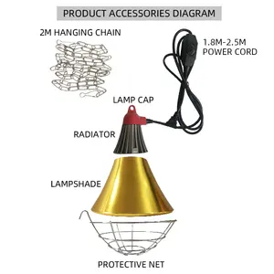 Đèn Sưởi Hồng Ngoại Chăn Nuôi Động Vật Trung Quốc Nhà Máy Với Bóng Đèn Halogen 100W Đèn Sưởi Bóng Đèn Sưởi Ấm Gia Cầm