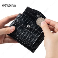 TILONSTAR TVW142 dompet kulit pola buaya, serat mikro kelas tinggi pola RFID minimalis dengan saku koin