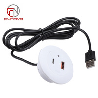 Mini chargeur USB à œillet de bureau intégré de 40mm avec chargeur de USB-C rond pour meubles de bureau USB-C et canapé