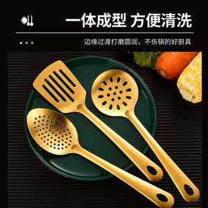 Ensemble d'ustensiles de cuisine en acier inoxydable plaqué or, 6 pièces, non magnétique, passe au lave-vaisselle, pour usage en cuisine - Product Image 4