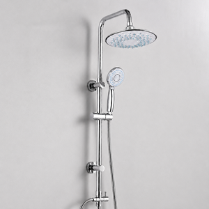 Ensemble de douche de luxe moderne, kit complet mural en laiton chromé avec pommeau de douche et douchette à main - Product Image 1