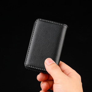 Porte-cartes de visite fin en cuir PU tressé avec fermeture magnétique, pour hommes et femmes - Product Image 4