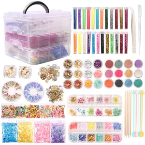 Perlengkapan Kit Seni Resin Epoksi-Set Seni & Kerajinan dan Bahan Yang Sempurna untuk Pembuatan Perhiasan Kuku dengan Glitter, Payet, Bunga Kering