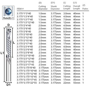 175/4/5/6/8mm xuống cắt đơn cạnh chủ đề phay cắt vonfram thép phẳng phay cắt khắc công cụ cho PVC - Product Image 2