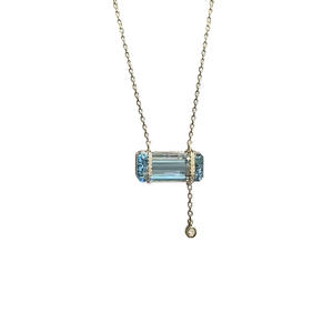 สร้อยคอทอง 18K เงินแท้ S925 ประดับพลอยสีฟ้าสดใส จี้รูปโบว์ ดีไซน์โรแมนติก สร้อยคอแบบผูกโบว์  จี้สวยงาม - Product Image 5