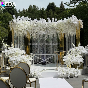 LEDA Birthday Party Events Decor Gold Square Arch Stainless Steel Mirror Large <b>Backdrop</b> <b>Stand</b> for Wedding - Product Image 3