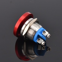 Interruttore a pulsante arcuato in acciaio inossidabile da 16 mm, impermeabile, momentaneo, con terminali IP65, elettronico, in plastica, per elettrodomestici, 12V 1NO