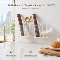 Boîte de rangement murale décalée pour couverts, support à baguettes, conteneur de drainage en plastique de qualité alimentaire pour cuisine et maison