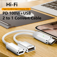 Adaptateur USB-C 2-en-1 avec câble OTG et de charge rapide PD 100W, port USB-A femelle