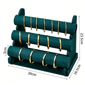 Nuevo producto transfronterizo, venta al por mayor en pequeñas cantidades, expositor de joyería de terciopelo de tres niveles y 30 cm de largo para pulseras y adornos. - Product Image 2
