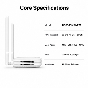 โมเด็มออปติคอลความถี่เดียวมือสอง พร้อมพอร์ต 1ge+3fe+Tel+USB XPON 2.4G HS8545M5 WiFi ONU Router FTTR/FTTX - Product Image 2
