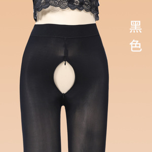 Invisible Zipper Crotchless Pantyhose For Women 100D Medium Thickness Semi Sheer Nylon Anti Snag Outdoor Wear - Product Image 3