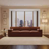 Canapé sectionnel Chesterfield convertible en velours Marcelo Luxe, structure en bois massif, style minimaliste, luxe pour salon, villa, appartement, hôtel