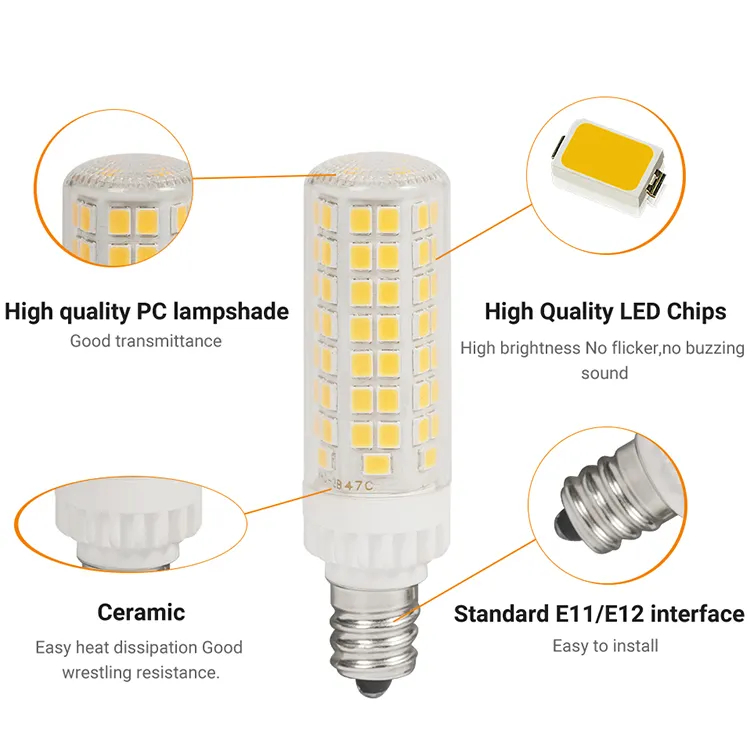 E12 7w 120v Led 전구 따뜻한 화이트 라이트 3000k 긍정적 인 화이트 라이트 6500k 770lm 램프