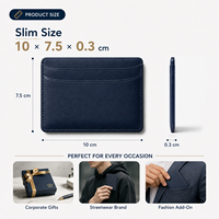 Cartera de Cuero Azul Marino para Hombre, para Viajes de Negocios, con Diseño Delgado y Múltiples Ranuras, con Función RFID Opcional, Compacta, OEM