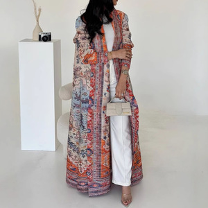 Abrigo de verano Vintage de talla grande para mujer Miyake, bata estampada plisada, cortavientos, Abaya Vintage de Oriente Medio para mujeres árabes - Product Image 4