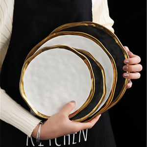 Assiettes à dîner en céramique faites à la main, modernes et luxueuses, <span class=keywords><strong>de</strong></span> 8/10 pouces, écologiques, pour <span class=keywords><strong>service</strong></span> <span class=keywords><strong>de</strong></span> mariage - Product Image 1