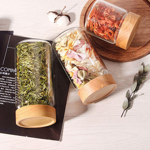 Cao Kín Nhà Bếp Lưu Trữ Cao Borosilicat Lọ Thủy Tinh Gỗ Nắp Thủy Tinh Borosilicate Lọ Với Keo Gỗ Vít Có Nắp Đậy - Product Image 3