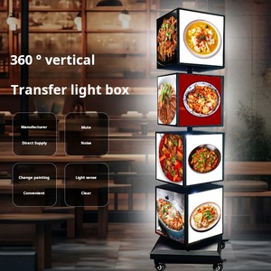 Hộp Đèn <span class=keywords><strong>Led</strong></span> Nhiều tầng kim loại đứng hình khối Bốn Mặt hiển thị hộp hiển thị quảng cáo xoay dọc - Product Image 1