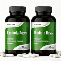 Capsules végétariennes de Rhodiola Rosea pure, adaptogène naturel pour la gestion du cortisol et le soutien contre le stress, prix d'usine
