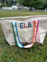 Sac fourre-tout en toile personnalisé à bord festonné, broderie d'initiales, résistant à l'eau, ouverture supérieure, cadeau pour demoiselle d'honneur, sac d'école pour enseignant