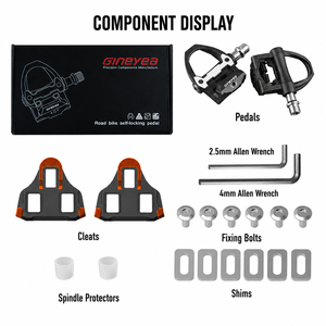 Pédales de vélo de route Gineyea P602 durables - Système SL compatible, pédales clipsables pour BMX/vélos pour enfants/cruisers, légères - Product Image 4