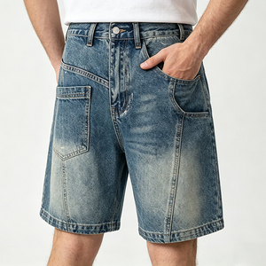 Shorts en jean épais pour homme, style streetwear, poche asymétrique, coupe décontractée et ample, nouveaux modèles - Product Image 5