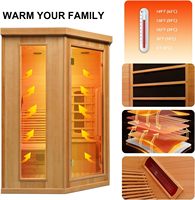 Sauna infrarouge à domicile, sauna sec en bois de pruche avec panneau de commande LED et porte en verre trempé, chaise longue pour une personne