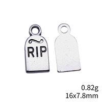 Breloque Pierre Tombale RIP 16x7.8mm en Alliage de Zinc Argent Vieilli, pour Bijoux de Costume d'Halloween