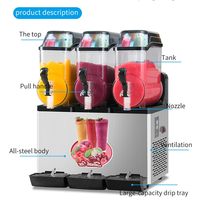 Machine à Granita 15L pour Sorbet, Crème Glacée, Gelato, Milkshake, Cocktails, Jus, Smoothies, Margaritas et Boissons Glacées