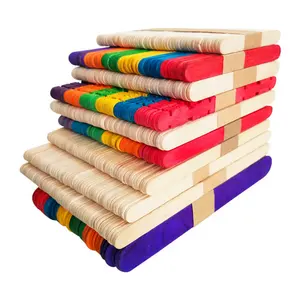 Bâtonnets Popsicle colorés en bois, 50 pièces, artisanat en vrac, bâtonnets de crème glacée colorés pour l'artisanat de bricolage