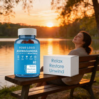 Gummies aux extraits de baies naturelles et d'ashwagandha, complément herbal avec vitamine D pour adultes, pour la détente et la relaxation