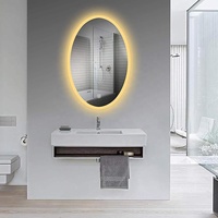 Miroir de salle de bain LED mural avec 3 couleurs de lumière, capteur tactile, anti-buée, miroir de vanité éclairé pour salle de bain