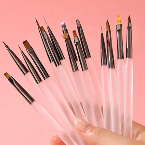 Matte Acrylic Handle Nail Brush Set with <b>Caps</b> Stippling Blending Lace UV Gel Painting Brushes for Nail Art - Product Image 3