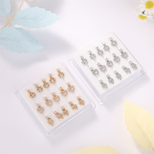 15pcs sáng bóng CZ dangle mũi Studs trái tim thiết kế mặt dây chuyền cho phụ nữ mũi xương Pin mềm uốn cong mũi piercings đóng hộp đồ trang sức 22g - Product Image 6