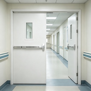 Porte coupe-feu à double battant en acier avec barre anti-panique, porte de sortie d'urgence industrielle pour entrepôt - Product Image 3