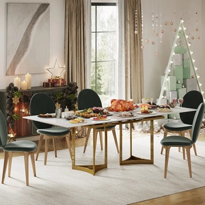 طاولة طعام مع لوح صخري بسطح رخامي بيع بالجملة طاولة طعام موسعة - Product Image 4