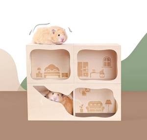 Escondite para Hámsteres, Casa de Madera, Cámara, Túnel para Mascotas Pequeñas, Juguetes de Exploración, Refugio Secreto para Hámsteres Enanos - Product Image 4