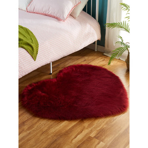 Alfombra de Peluche en Forma de Corazón, Roja, de Lana Sintética, para Dormitorio, Lavable a Máquina, Estilo Moderno, Color Sólido, Forma Novedosa, Decoración del Hogar - Product Image 3